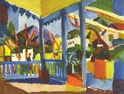 August Macke Terrasse des Landhauses in St. Germain oil painting